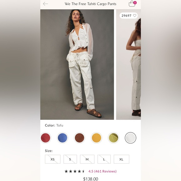 FREE PEOPLE Tahiti cargo pants in tofu - Picture 2 of 6